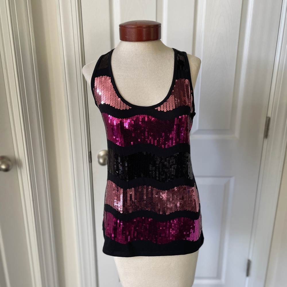 Pink Rose Colorful Sequined Tank NWOT